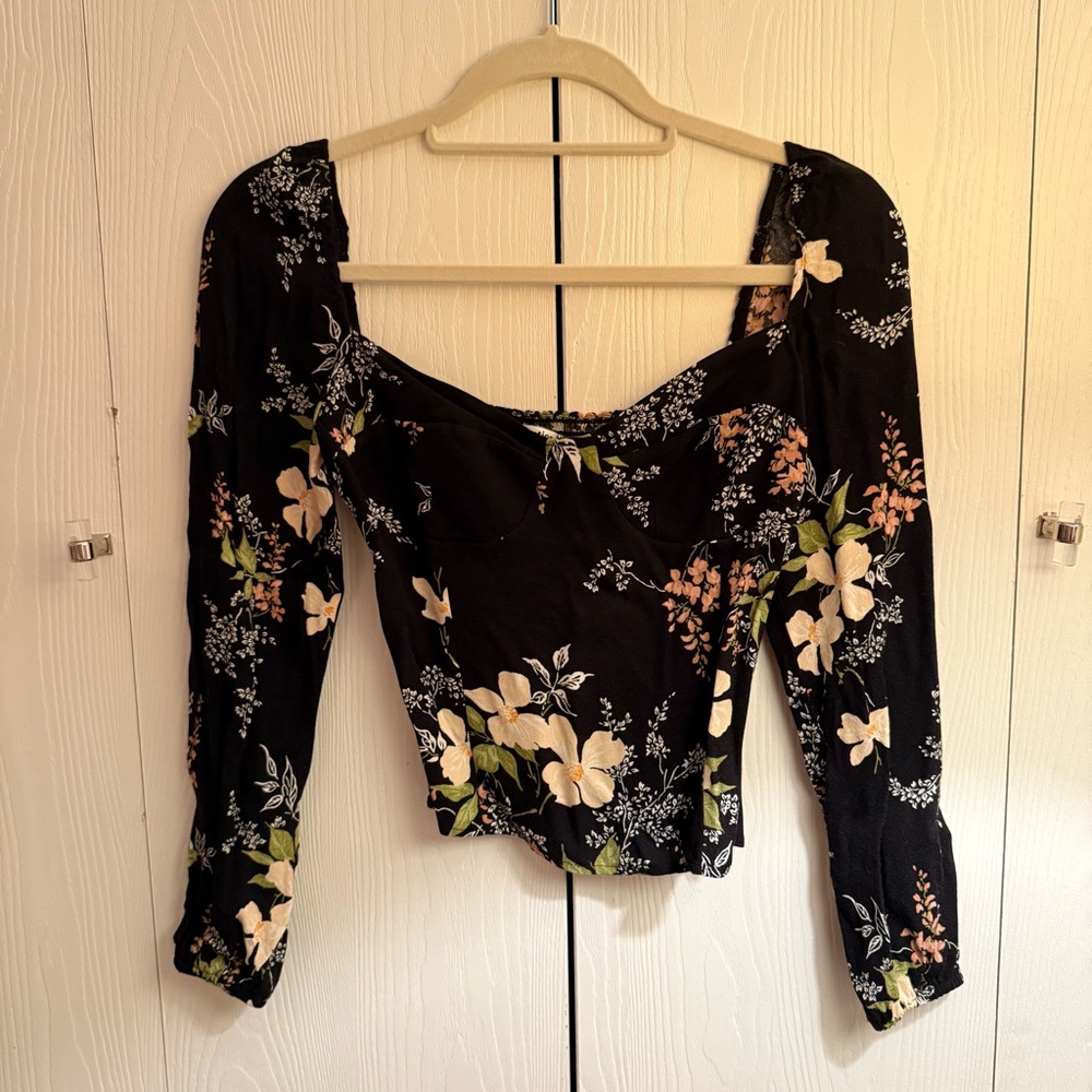 Reformation Black Floral Blouse